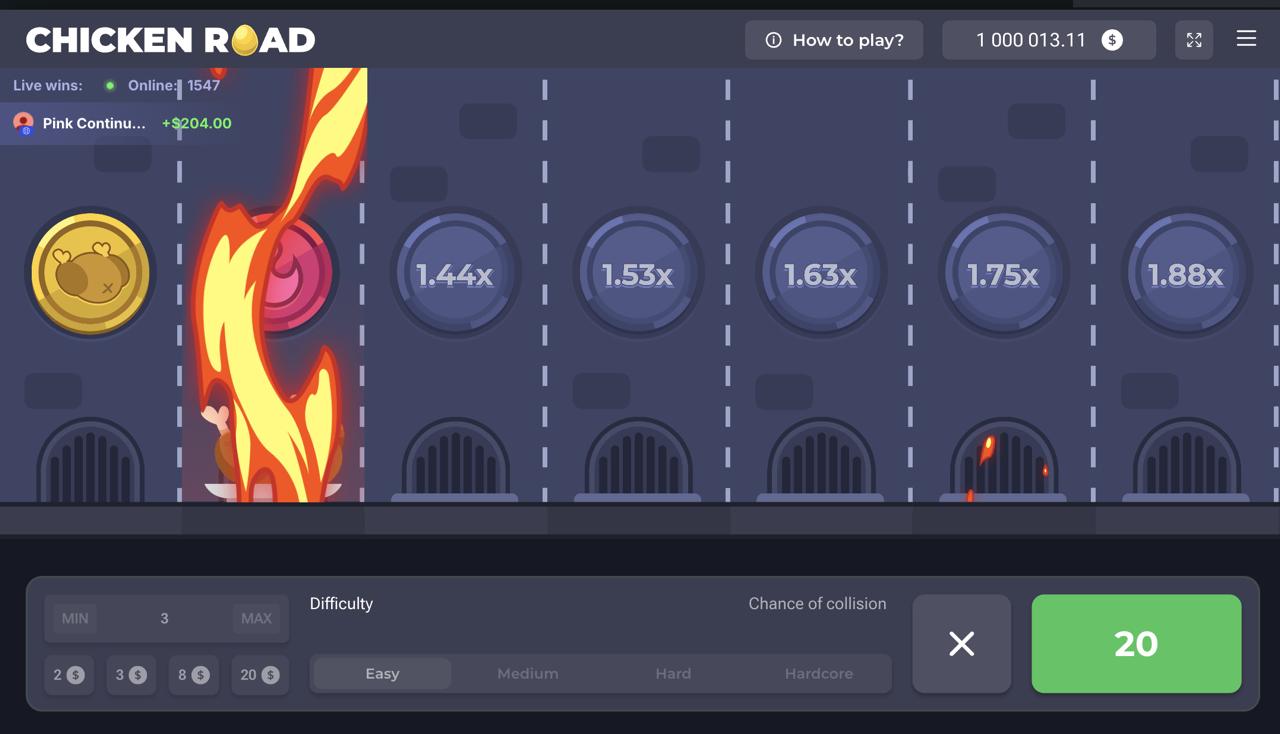 Chicken Road demo free play screen with virtual credits